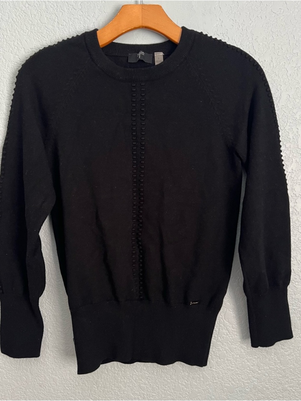 Tahari Black Textured Knit Sweater Small Quiet Luxury Minimalist Chic